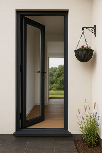 Aluminium single glass door - aluminium,
