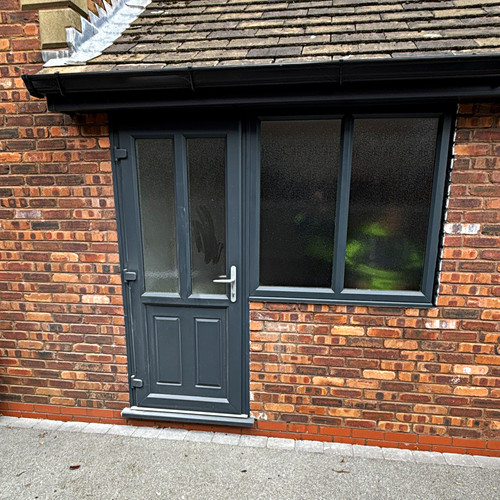 Grey modern single glass door - glass,